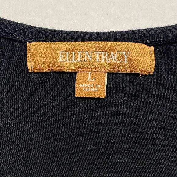 Ellen Tracy Feminine Girly Lace Scallops Viscose Stretch Tank Top Women L Black - Picture 7 of 8